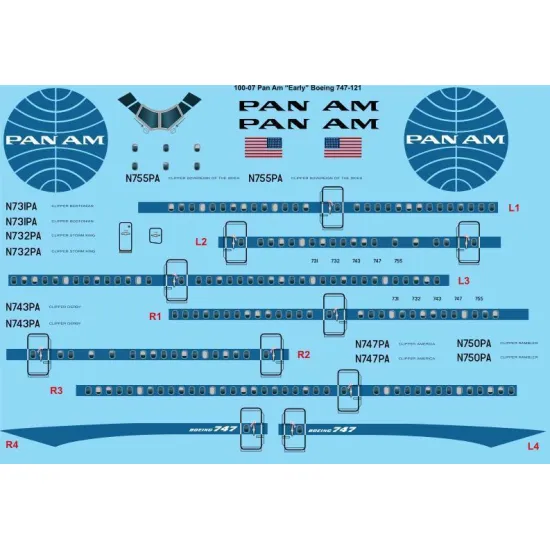 26Decals 100-07 1/100 Pan Am Delivery Boeing 747-121 Laser decal