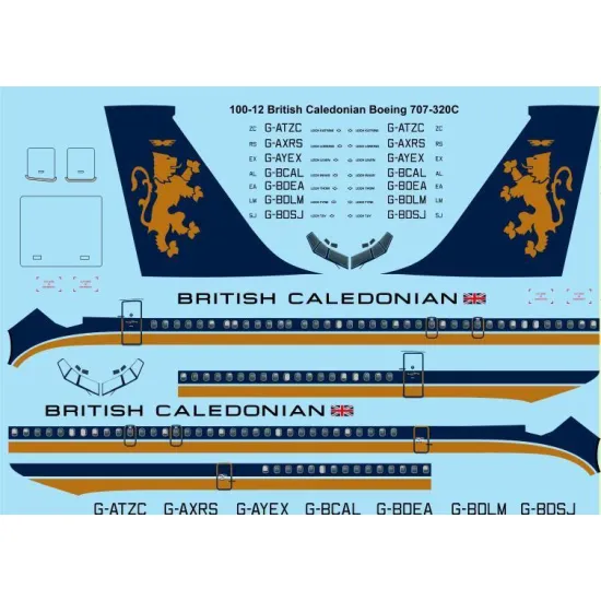 26Decals 100-12 1/100 British Caledonian early Boeing 707-320C laser decal