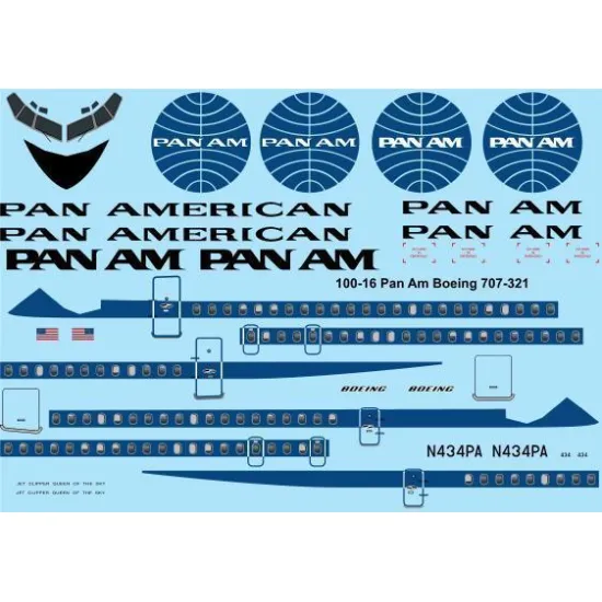 26Decals 100-16 1/100 Pan American Boeing 707-321B laser decal