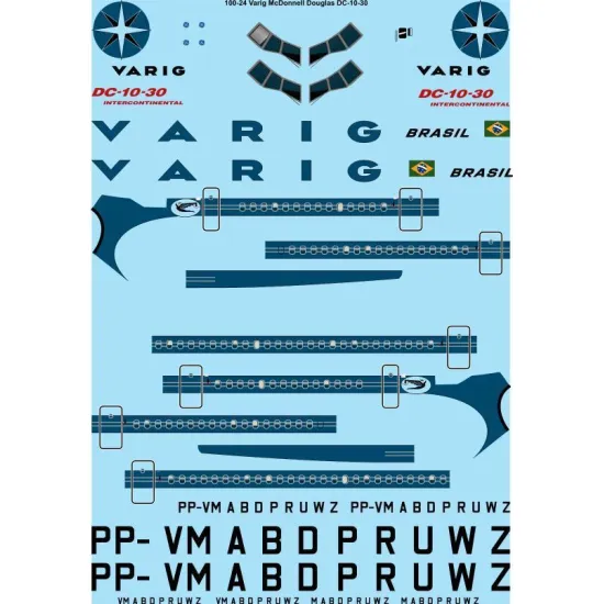 26Decals 100-24 1/100 Varig McDonnell Douglas DC-10-30 laser decal