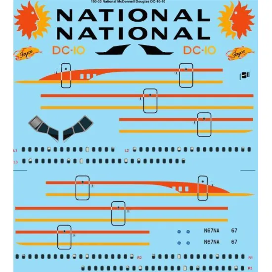 26Decals 100-33 1/100 National McDonnell Douglas DC-10-10 laser decal