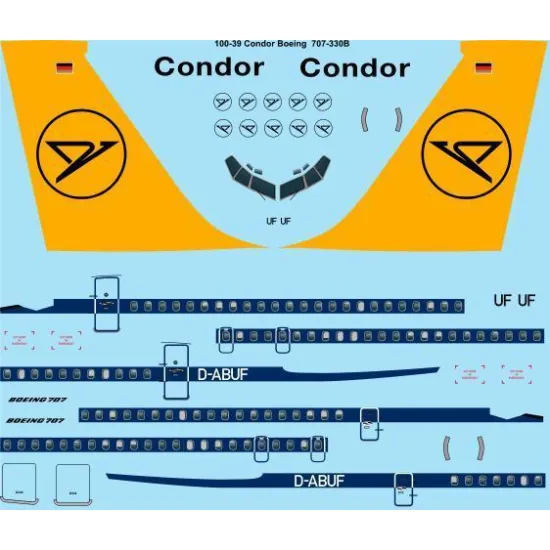 26Decals 100-39 1/100 Condor Boeing 707-330B laser decal