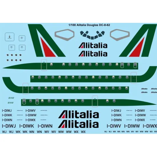 26Decals 100-53 1/100 Alitalia McDonnell Douglas DC-8 laser decal