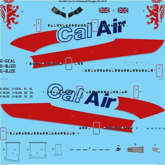 26Decals 144-1051 1/144 Cal Air DC-10-10 laser decal