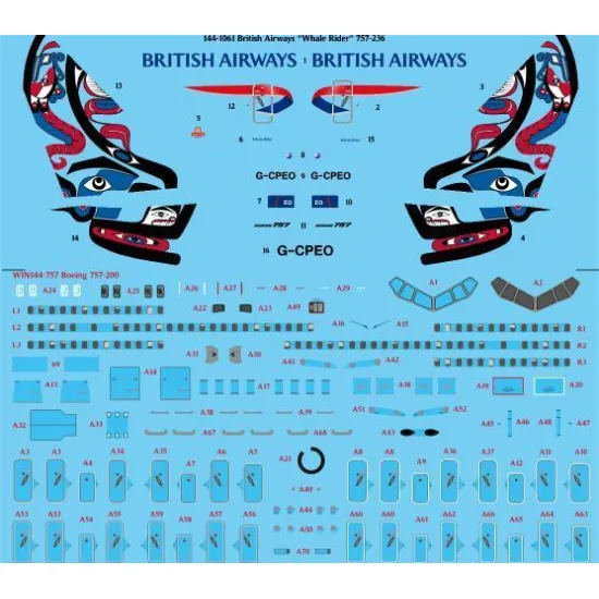 26Decals 144-1061 1/144 British Airways Whale Rider 757-236 laser decal with screen print details - for Zvezda kit