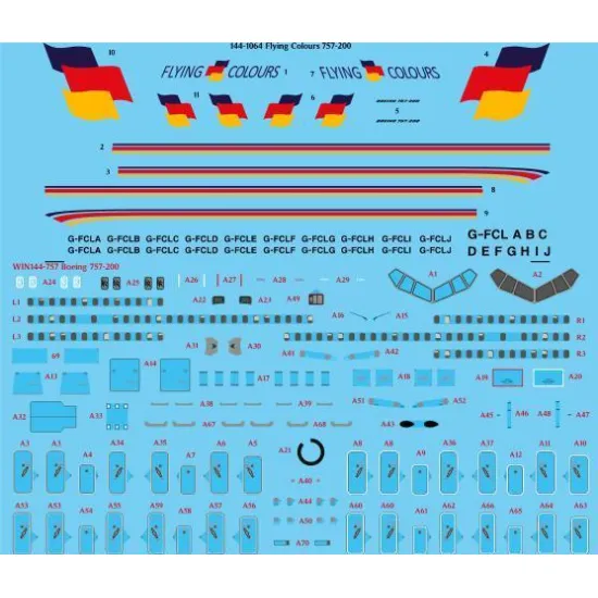 26Decals 144-1064 1/144 Flying Colours 757-200 laser decal with screen print details - for Zvezda kit