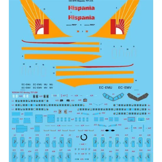 26Decals 144-1070 1/144 Hispania 757-23A laser decal with screen print details - for Zvezda kit