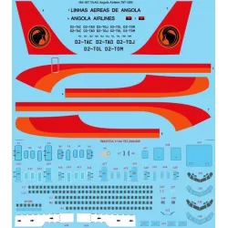 26Decals 144-1117 1/144 TAAG Angola Airlines Boeing 707-320C laser decal with screen print details