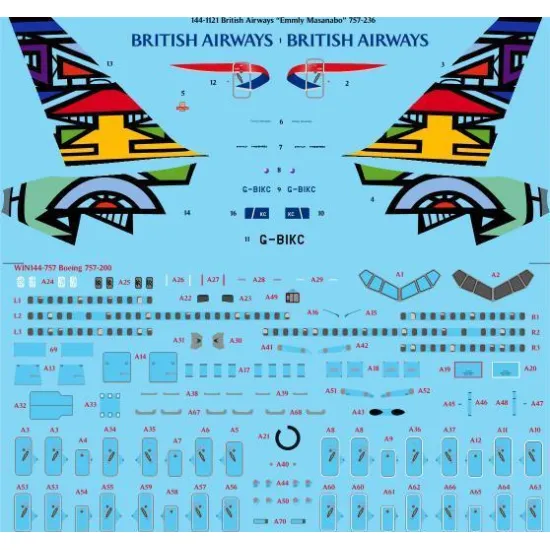 26Decals 144-1121 1/144 British Airways Emmly Masanabo 757-236 laser decal with screen print details - for Zvezda