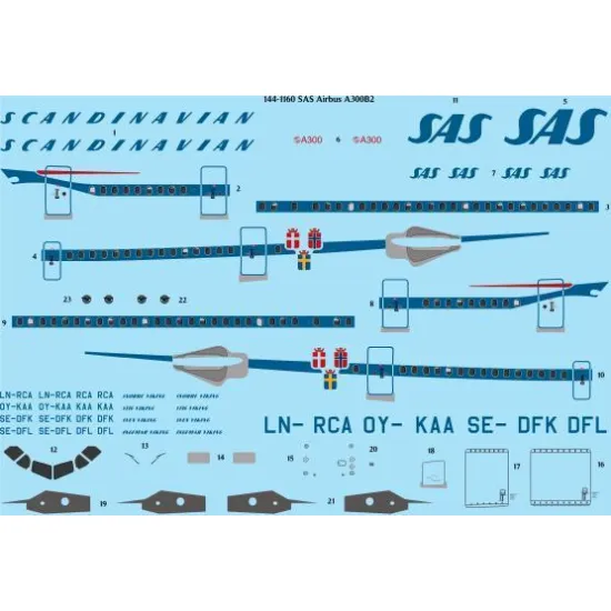 26Decals 144-1160 1/144 SAS Scandinavian Airbus A300B2 laser decal