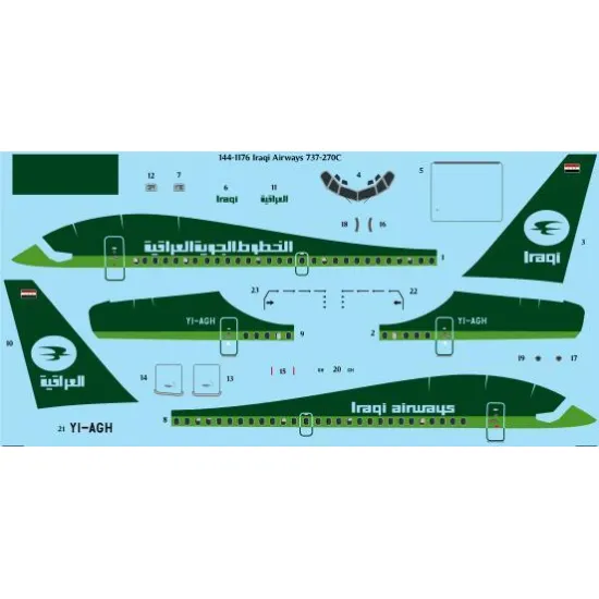 26Decals 144-1176 1/144 Iraqi Airways 737-270C laser decal - for Airfix kit