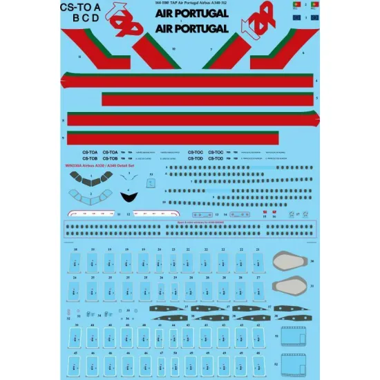 26Decals 144-1180 1/144 TAP Air Portugal Delivery Airbus A340-312 Laser decal with screen print details