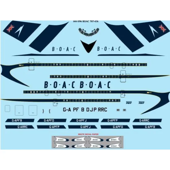 26Decals 144-1196 1/144 BOAC Delivery 707-436 laser decal