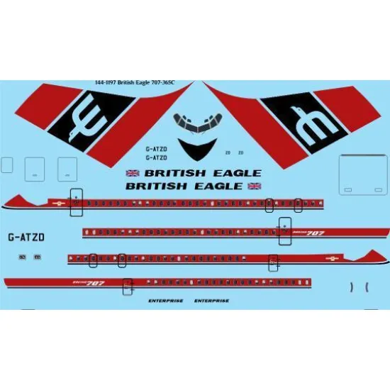 26Decals 144-1197 1/144 British Eagle 707-365C laser decal
