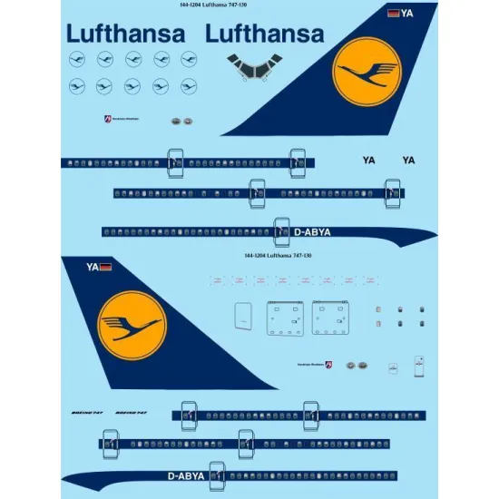 26Decals 144-1204 1/144 Lufthansa 747-130 Laser decal