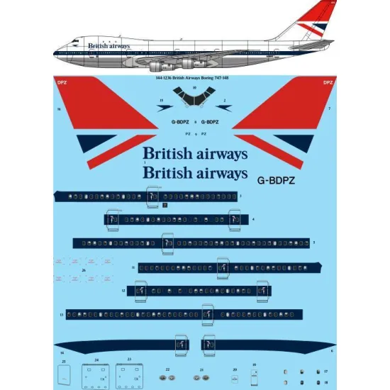 26Decals 144-1236 1/144 British Airways 747-148 laser decal