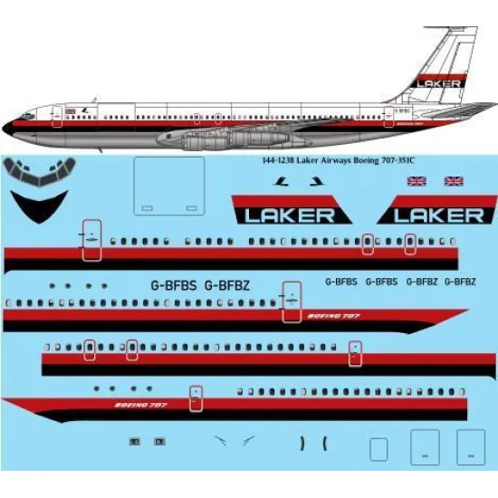 26Decals 144-1238 1/144 Laker Airways 707-351C laser decal