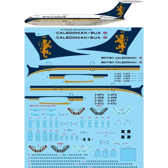 26Decals 144-1245 1/144 British Caledonian Vickers VC10 laser decal with screen print details - for Airfix kit