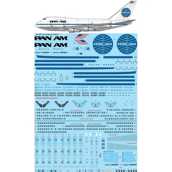 26Decals 144-1257 1/144 Pan Am Delivery Boeing 747SP-21 laser decal with screen print details