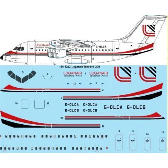 26Decals 144-1262 1/144 Loganair BAe 146-200 laser decal
