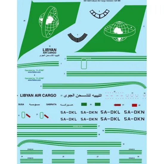 26Decals 144-1264 1/144 Libyan Air Cargo Antonov AN-124-100 laser decal - for Revell kit
