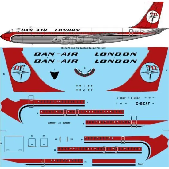 26Decals 144-1270 1/144 Dan-Air London Boeing 707-321C laser decal