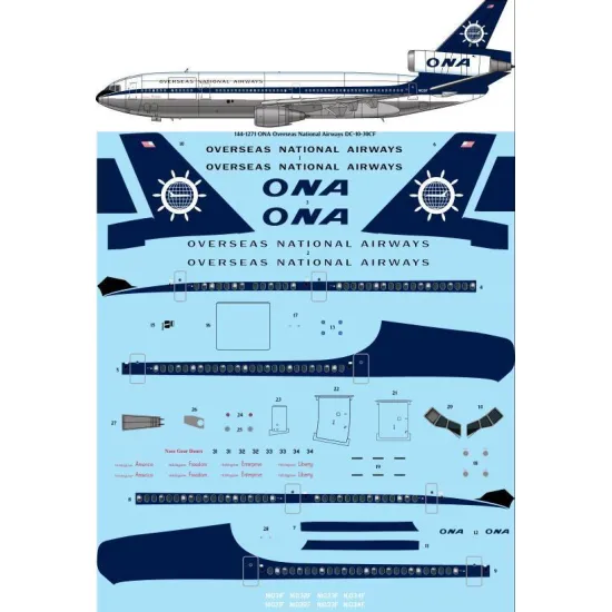 26Decals 144-1271 1/144 ONA Overseas National Airways McDonnell Douglas DC-10-30CF laser decal