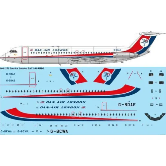 26Decals 144-1276 1/144 Dan-Air London BAC 1-11-500 version 2 (for Mark 1 Models kit)