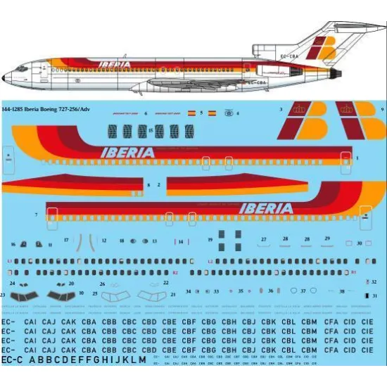 26Decals 144-1285 1/144 Iberia Boeing 727-256/Adv laser decal - for CRM kit