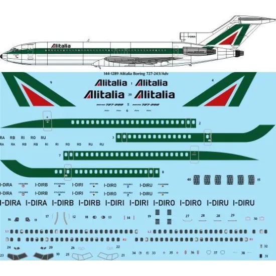 26Decals 144-1289 1/144 Alitalia Boeing 727-243/Adv laser decal - for CRM kit
