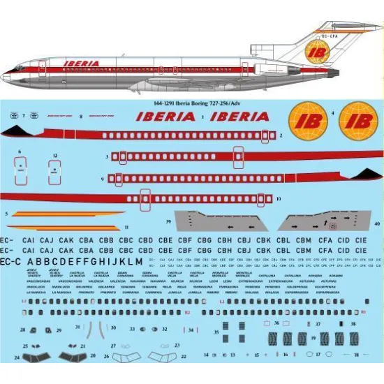 26Decals 144-1291 1/144 Iberia Boeing 727-256/Adv laser decal - for CRM kit
