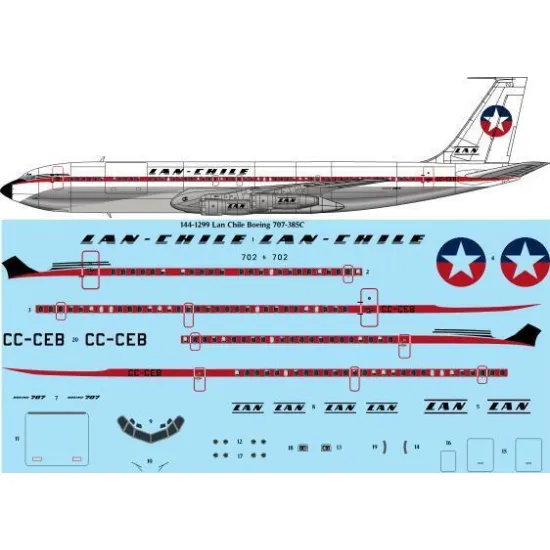 26Decals 144-1299 1/144 Lan Chile Boeing 707-385C laser decal