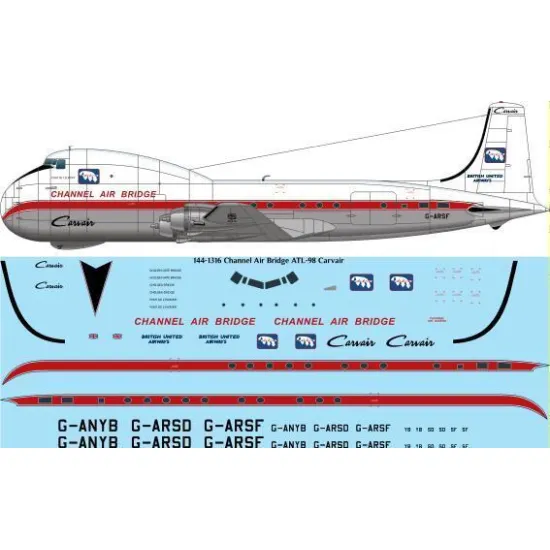 26Decals 144-1316 1/144 Channel Air Bridge ATL-98 Carvair - for Roden kit