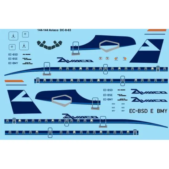 26Decals 144-144 1/144 Aviaco DC-8-63 Laser decal - for Minicraft kit
