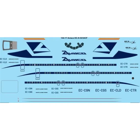 26Decals 144-17 1/144 Aviaco DC-9-32/34CF laser decal