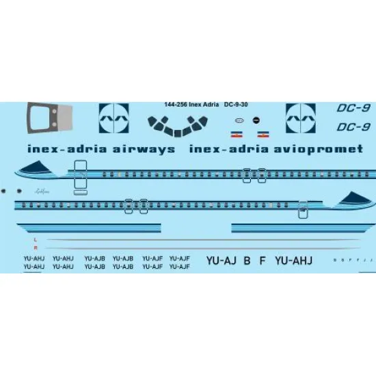 26Decals 144-256 1/144 Inex Adria Airways McDonnell Douglas DC-9-30 laser decal