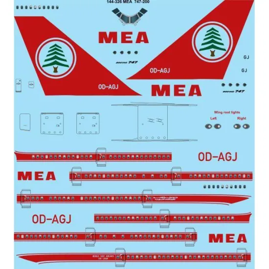 26Decals 144-326 1/144 MEA Middle East Airlines 747-2B4B laser decal