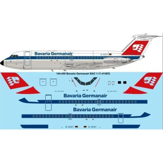26Decals 144-450 1/144 Bavaria Germanair BAC 1-11 414EG laser decal - for Airfix Kit