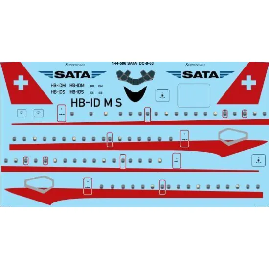 26Decals 144-506 1/144 SATA DC-8-63CF laser decal
