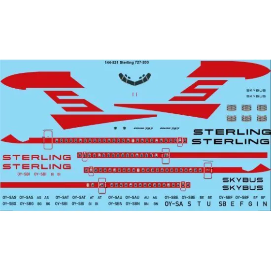 26Decals 144-521 1/144 Sterling Airways Boeing 727-200 laser decal