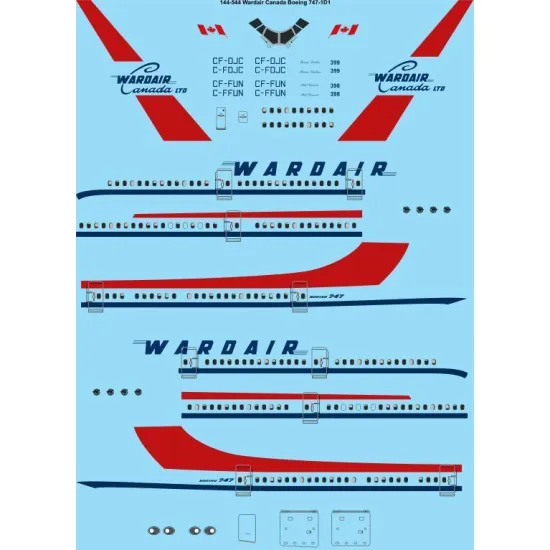 26Decals 144-544 1/144 Wardair Canada 747-1D1 laser decal