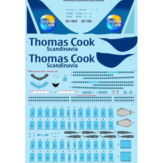 26Decals 144-564 1/144 Thomas Cook Scandinavia Airbus A330-343X laser decal with screen print details - Revell
