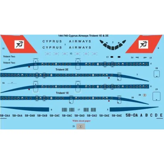 26Decals 144-740 1/144 Cyprus Airways Trident 1E/2E Laser decal - Airfix