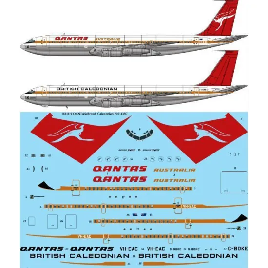 26Decals 144-819 1/144 QANTAS Australia / British Caledonian Boeing 707-338C laser decal