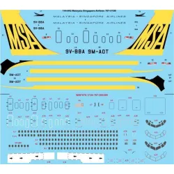 26Decals 144-842 1/144 Malaysia Singapore Airlines Boeing 707-312B laser decal with screen print details
