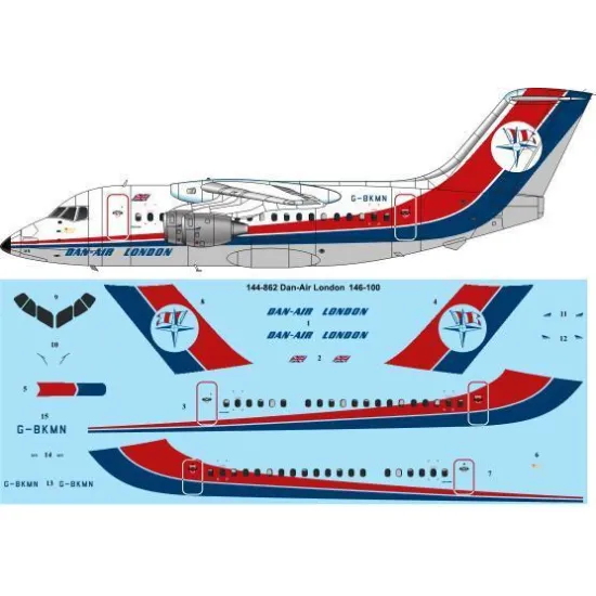 26Decals 144-862 1/144 Dan-Air London BAe 146-100 laser decal