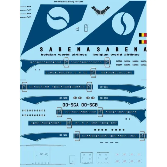 26Decals 144-909 1/144 Sabena 747-129M laser decal