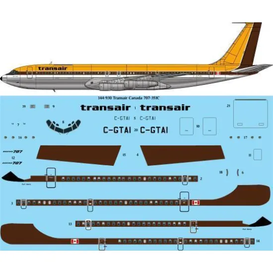 26Decals 144-930 1/144 Transair Canada 707-351C laser decal
