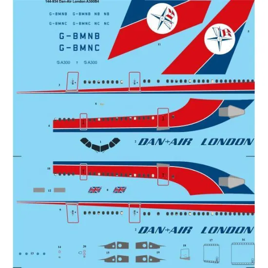 26Decals 144-934 1/144 Dan-Air London Airbus A300B4 laser decal