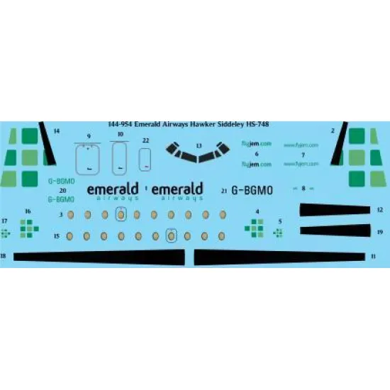 26Decals 144-954 1/144 Emerald Airways Hawker Siddeley HS-748 laser decal - for Mark 1 kit